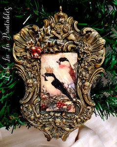2 Royal Bird Christmas Ornaments.            ~handcrafted~