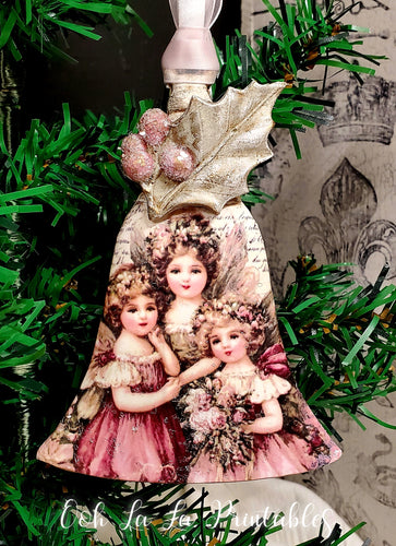 1 (one) Pink Victorian Fairies Ornament ~handcrafted~