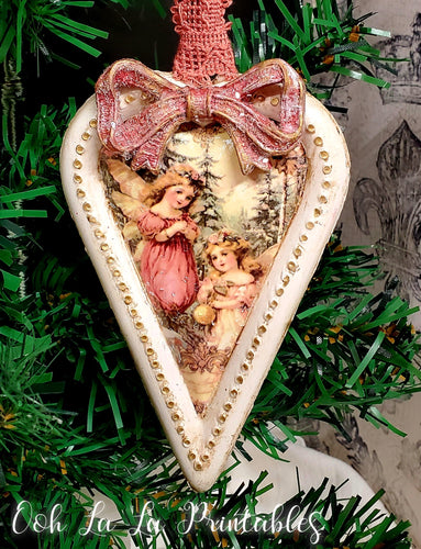 1 (one) Pink Victorian Fairies Ornament ~handcrafted~