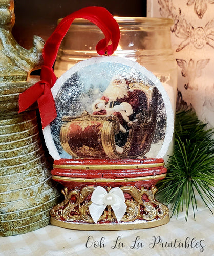 Santa Snow Globe Ornament ~handcrafted~