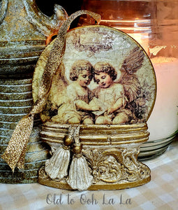 Cherubs Snow Globe Ornament ~handcrafted~