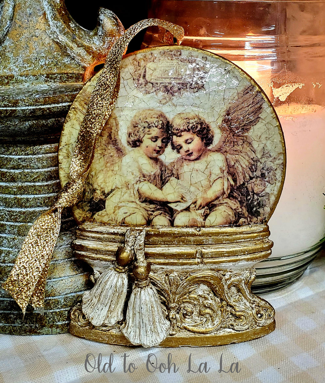 Cherubs Snow Globe Ornament ~handcrafted~