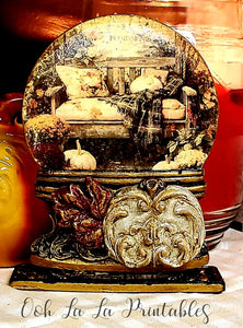 Cozy Autumn Porch Free Standing Snow Globe  ~handcrafted~