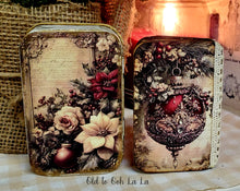 Load image into Gallery viewer, Victorian Christmas Altered Tin w/ Petite Journal ~handcrafted~