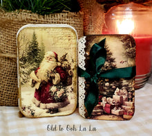 Load image into Gallery viewer, Victorian Christmas Altered Tin w/ Petite Journal ~handcrafted~