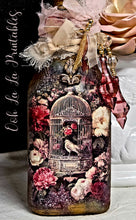 Load image into Gallery viewer, Ooh La La Floral Birdcage Altered Glass Bottle