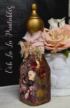 Load image into Gallery viewer, Ooh La La Floral Birdcage Altered Glass Bottle