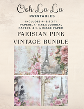 Load image into Gallery viewer, Parisian Pink Vintage Bundle- Journal Pages w/ Tags- Ooh La La Digital Printables