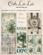Load image into Gallery viewer, Bleu French Stripes- Ooh La La Printables