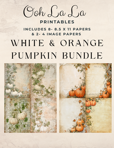 White & Orange Pumpkins Bundle- Ooh La La Digital Printables
