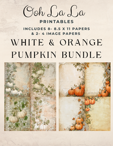 White & Orange Pumpkins Bundle- Ooh La La Digital Printables