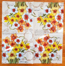 Load image into Gallery viewer, NAPKINS FOR DECOUPAGE~ DAFFODILS &amp; BUTTERFLIES~ SET OF 2