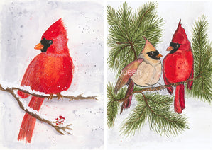 DECOUPAGE RICE PAPER- OLD TO OOH LA LA ORIGINAL~  CHRISTMAS RED BIRDS~ 8.3 X 11.7