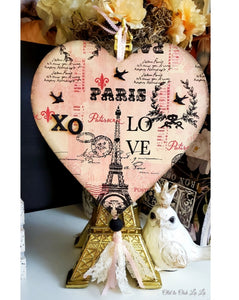 PARIS LOVE HANGING HEART HANDCRAFTED