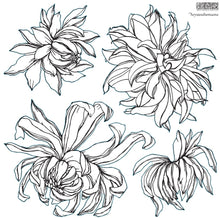 Load image into Gallery viewer, CHRYSANTHEMUMS 12X12 IRON ORCHID DECOR STAMP- 2 SHEETS