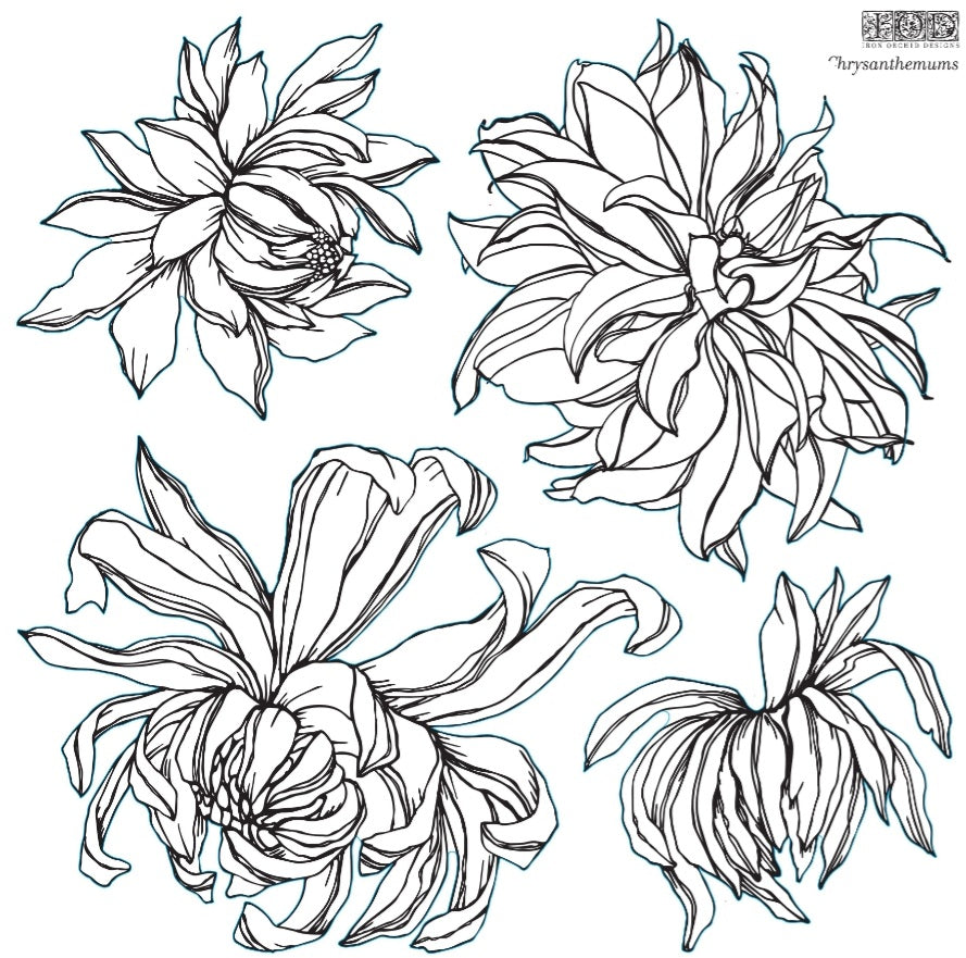 CHRYSANTHEMUMS 12X12 IRON ORCHID DECOR STAMP- 2 SHEETS