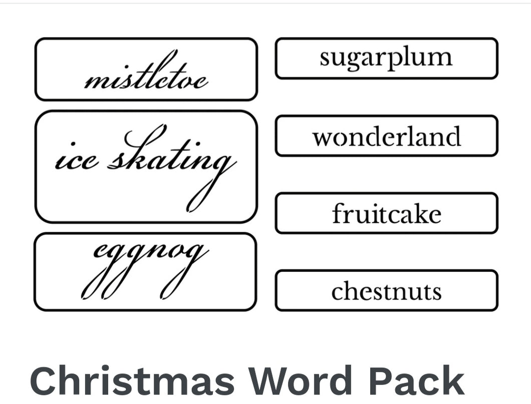STENCIL~ CHRISTMAS WORD PACK~ 7 PIECES